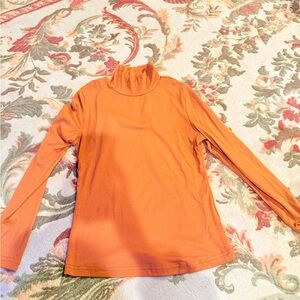 Brown Orange Women's Long-Sleeve Turtleneck Top